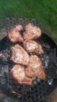 pork chops on the BBQ